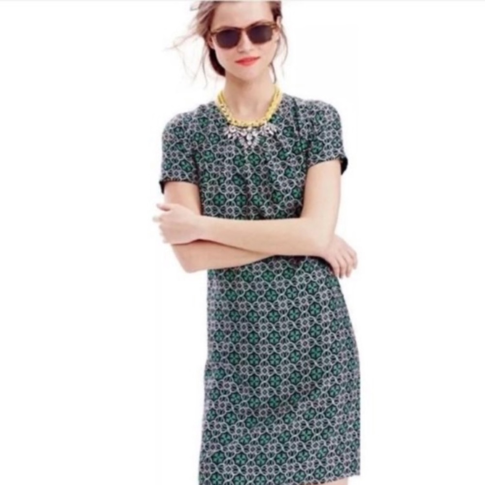 J. Crew Swoop Dress in Latticework Medallion